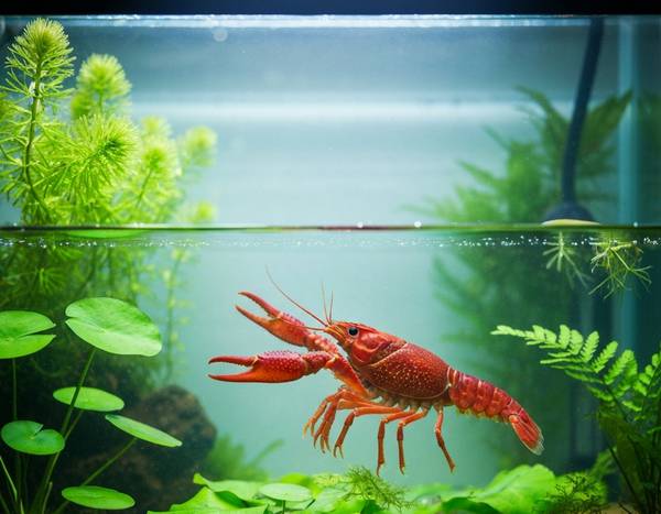 Une écrevisse sur un substrat rocheux.