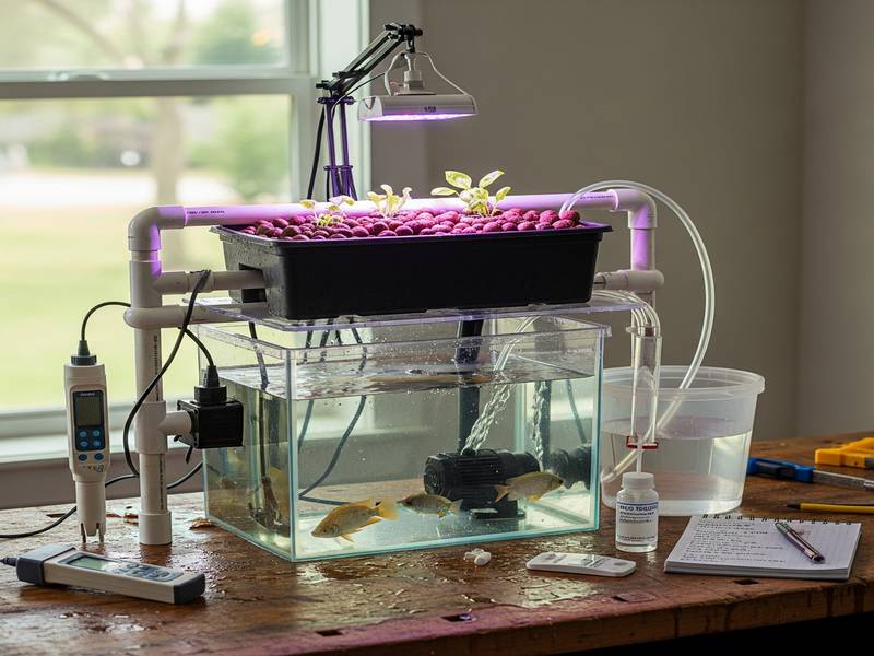 Banc de test aquaponique : mesures de pH et débit